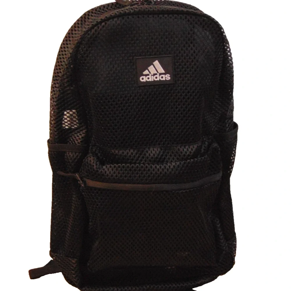 Adidas Hermosa 2 II Mesh Backpack Black See Through School Beach Gym Bag 29L NWT
